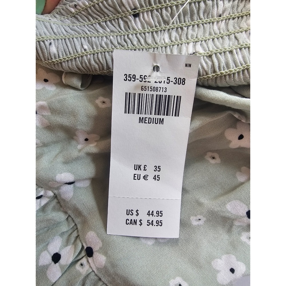 Hollister Floral Mini Dress Womens M Green Smocked Cottagecore‎ Summer - Picture 5 of 7